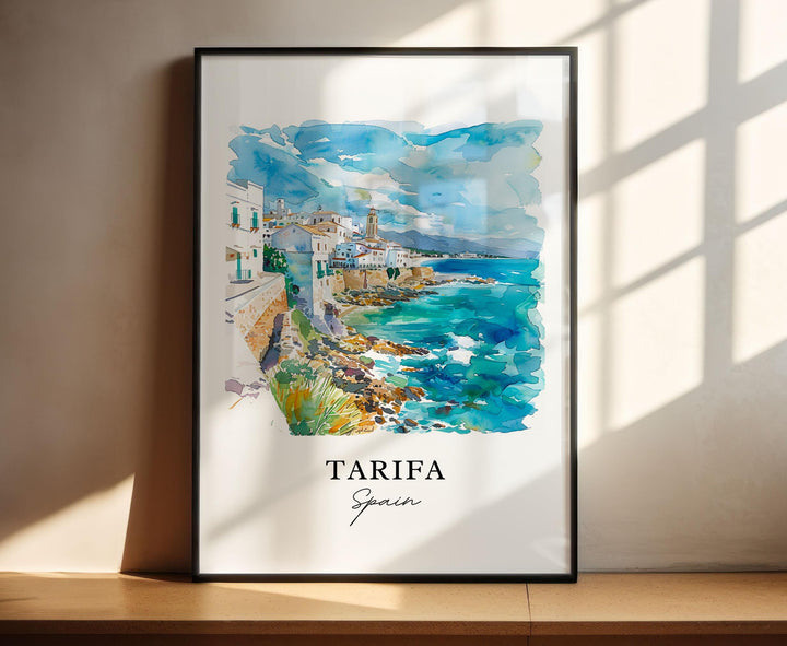 Tarifa Spain Wall Art, Tarifa Print, Cádiz Watercolor Art, Andalusia Spain Gift,