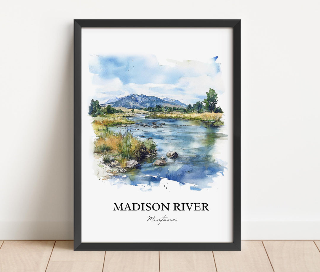 Madison River Wall Art, Three Forks MT Print, Montana Watercolor Art, Madison River MT Gift, Travel Print, Travel Poster, Housewarming Gift