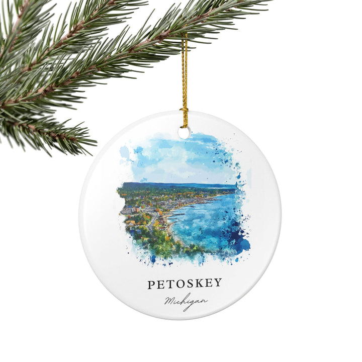 Petoskey Michigan Ornament: Unique Petoskey Souvenir, Petoskey Xmas Decor, and Authentic Petoskey MI Gift