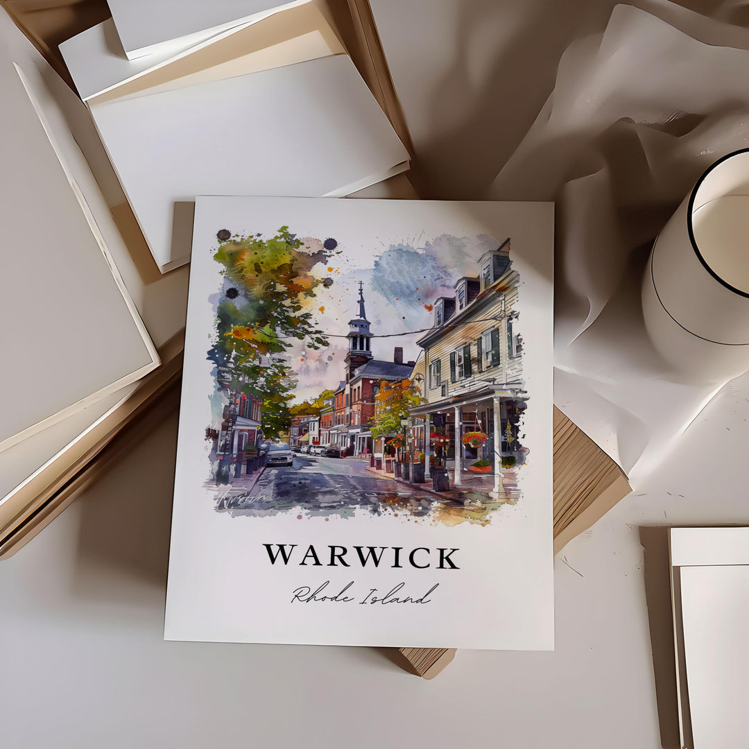 Warwick RI Wall Art, Warwick Print, Warwick Watercolor Art, Warwick Rhode Island Gift,