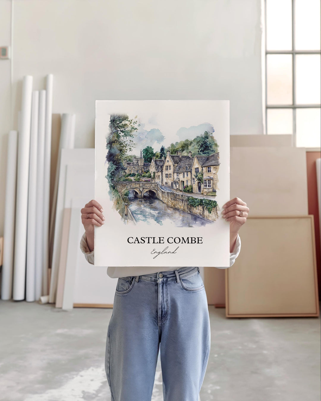 Castle Comb Wall Art, Wiltshire Print, England Watercolor Art, Castle Comb England Gift, Travel Print, Travel Poster, Housewarming Gift