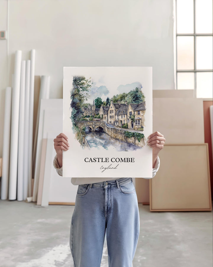 Castle Comb Wall Art, Wiltshire Print, England Watercolor Art, Castle Comb England Gift, Travel Print, Travel Poster, Housewarming Gift