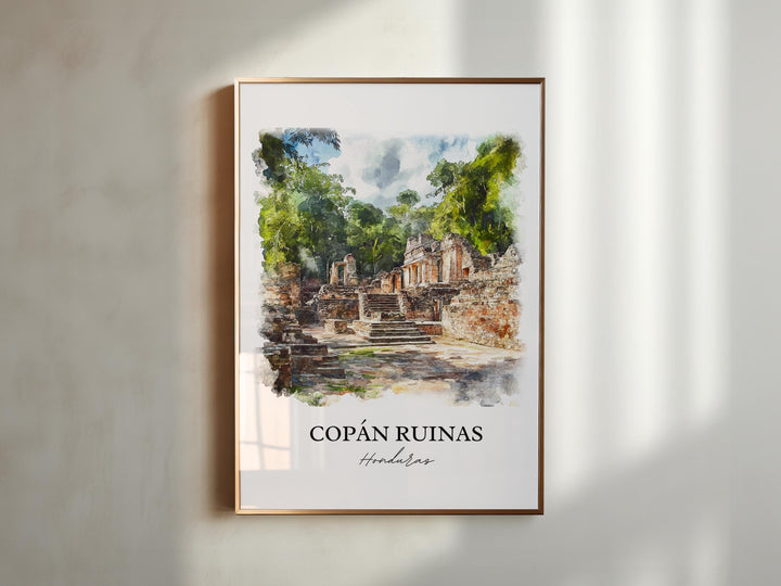 Copan Ruinas Wall Art, Honduras Print, Honduras Watercolor Art, Copan Ruinas Gift, Travel Print, Travel Poster, Housewarming Gift