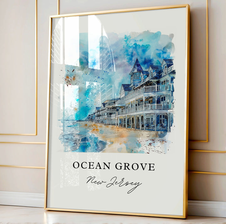 Ocean Grove Wall Art, Ocean Grove Print, Ocean Grove NJ Watercolor Art, Jersey Shore Gift, Travel Poster, Housewarming Gift