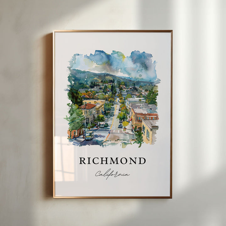 Richmond California Wall Art, Richmond Print, Richmond Watercolor Art, Richmond Gift,