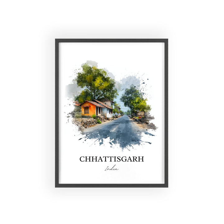 Chhattisgarh India Wall Art, Chhattisgarh Print, Chhattisgarh Watercolor, Chhattisgarh Gift, Travel Print, Travel Poster, Housewarming Gift