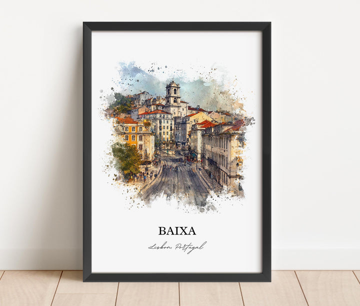 Baixa, Portugal – Watercolor Art Print