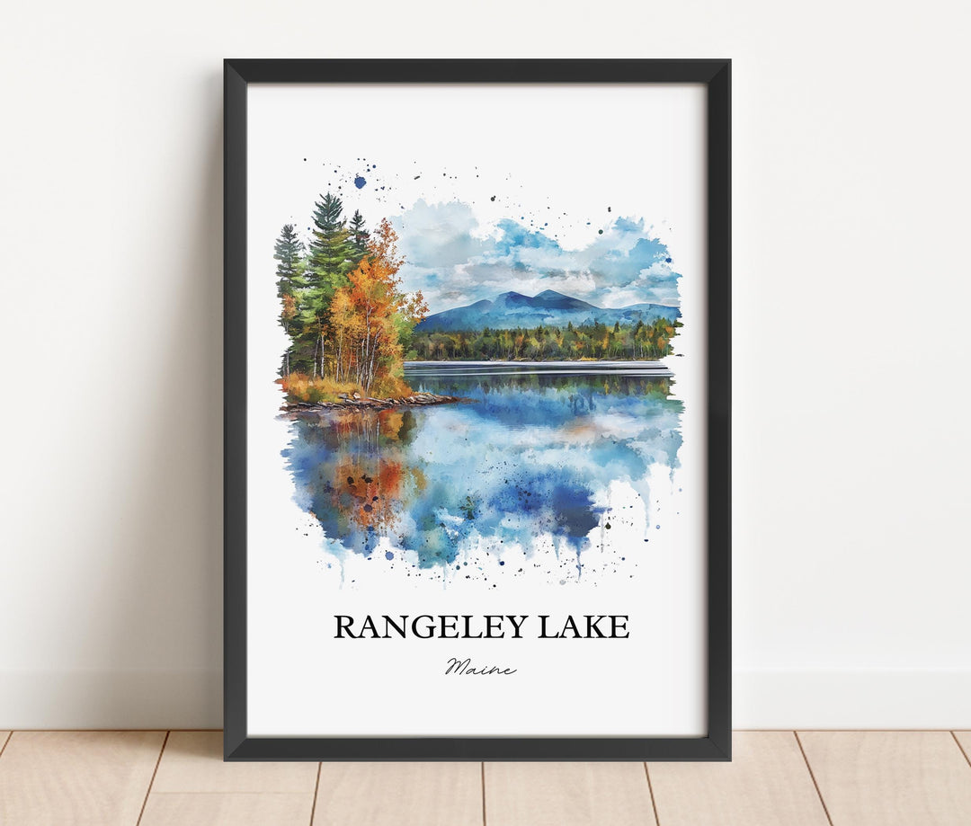 Rangeley Lake Wall Art, Franklin County Print, Maine Watercolor Art, Rangeley Lake Gift, Travel Print, Travel Poster, Housewarming Gift