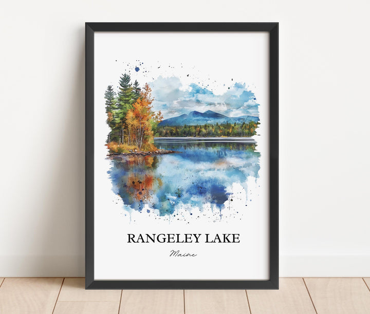 Rangeley Lake Wall Art, Franklin County Print, Maine Watercolor Art, Rangeley Lake Gift, Travel Print, Travel Poster, Housewarming Gift