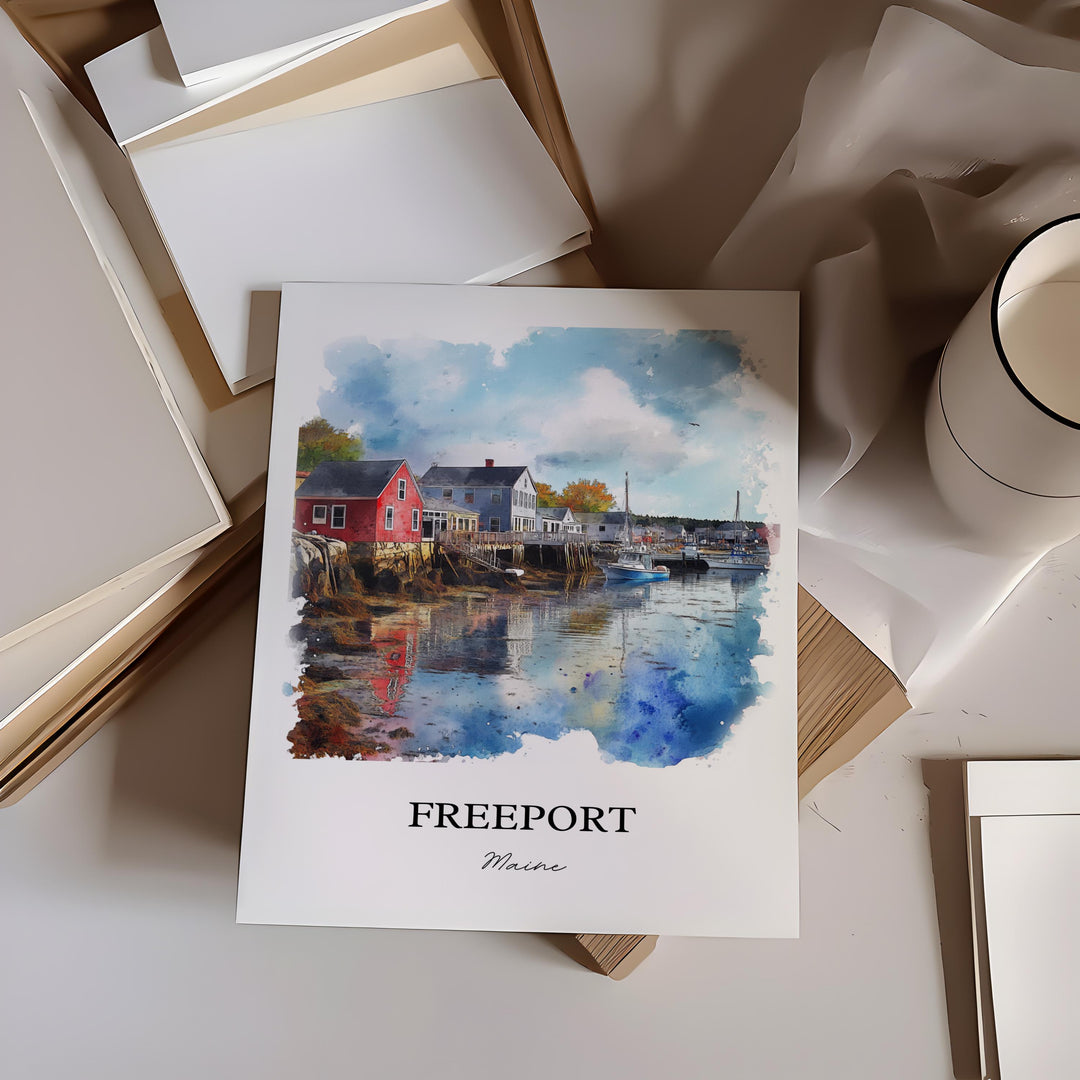 Freeport, Maine, Maine – Watercolor Art Print