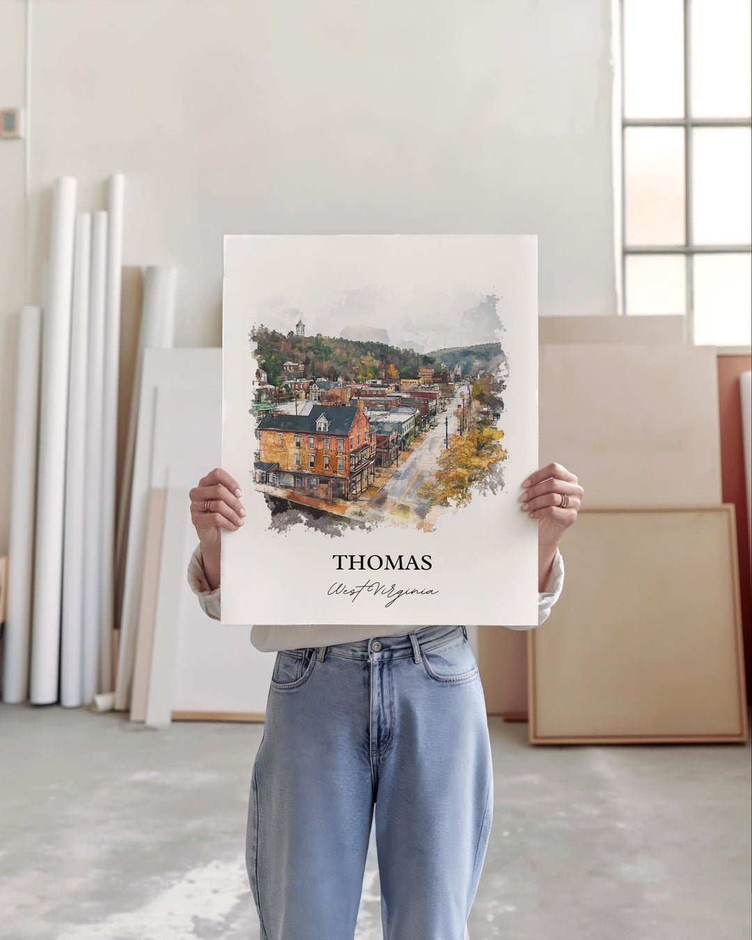 Thomas WV Wall Art, Tucker County WV Print, West Virginia Watercolor Art, Thomas WV Gift, Travel Print, Travel Poster, Housewarming Gift