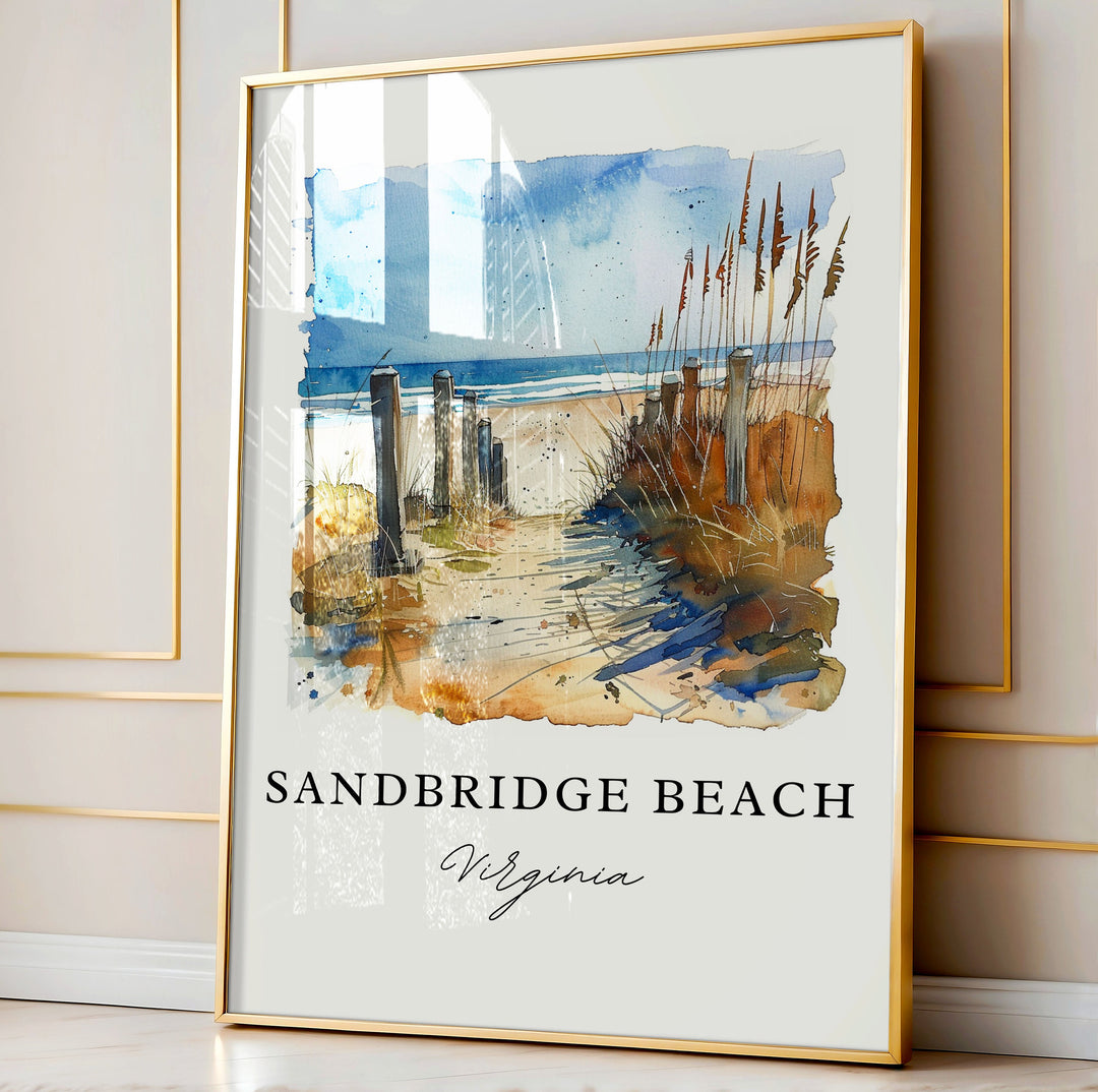 Sandbridge Beach VA Art, Sandbridge Beach Print, Virginia Beach Watercolor, VA Beach Gift,