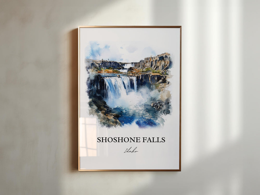 Shoshone Falls Wall Art, Twin Falls Idaho Print, Idaho Watercolor Art, Shoshone Falls Gift, Travel Print, Travel Poster, Housewarming Gift