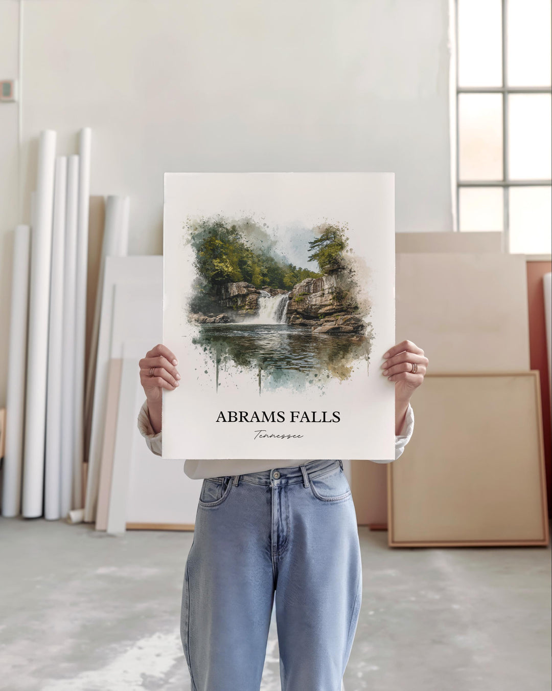 Abrams Falls Wall Art, Abrams Falls TN Print, Tennessee Watercolor Art, Abrams Falls Gift, Travel Print, Travel Poster, Housewarming Gift