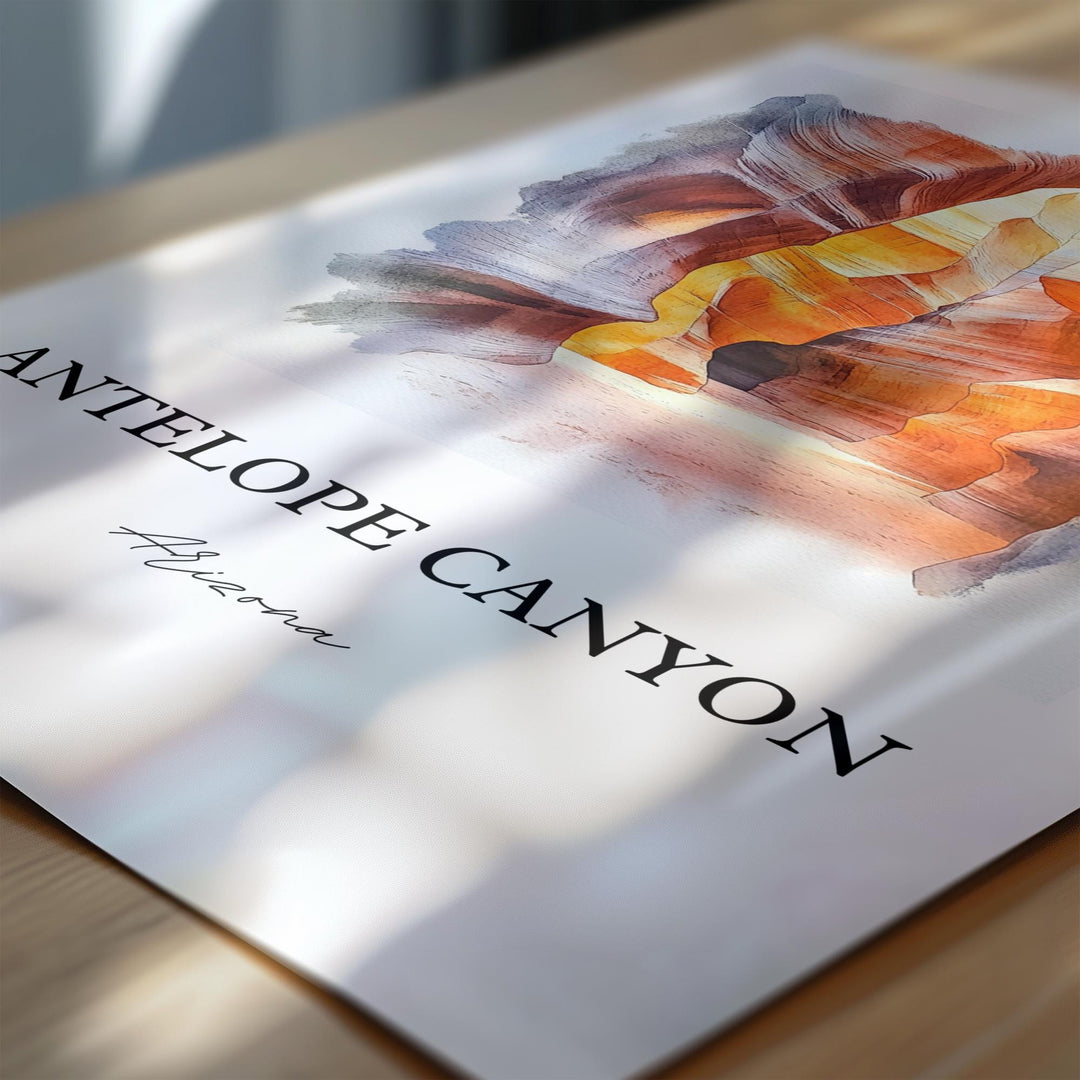 Antelope Canyon Art, Lechee Arizona Print, Antelope AZ Watercolor Art, Antelope Canyon Gift, Travel Print, Travel Poster, Housewarming Gift