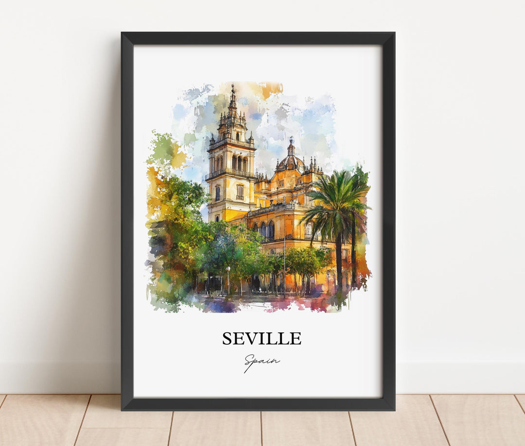 Seville Spain Wall Art, Seville Spain Print, Spain Watercolor Art, Seville Gift, Travel Print, Travel Poster, Housewarming Gift