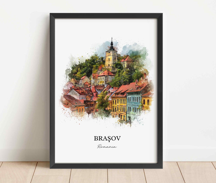 Brasov, Romania – Watercolor Art Print