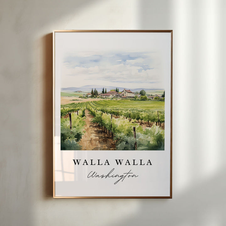 Walla Walla traditional travel art - Washington, Walla Walla poster print, Wedding gift, Birthday present, Custom Text, Perfect Gift