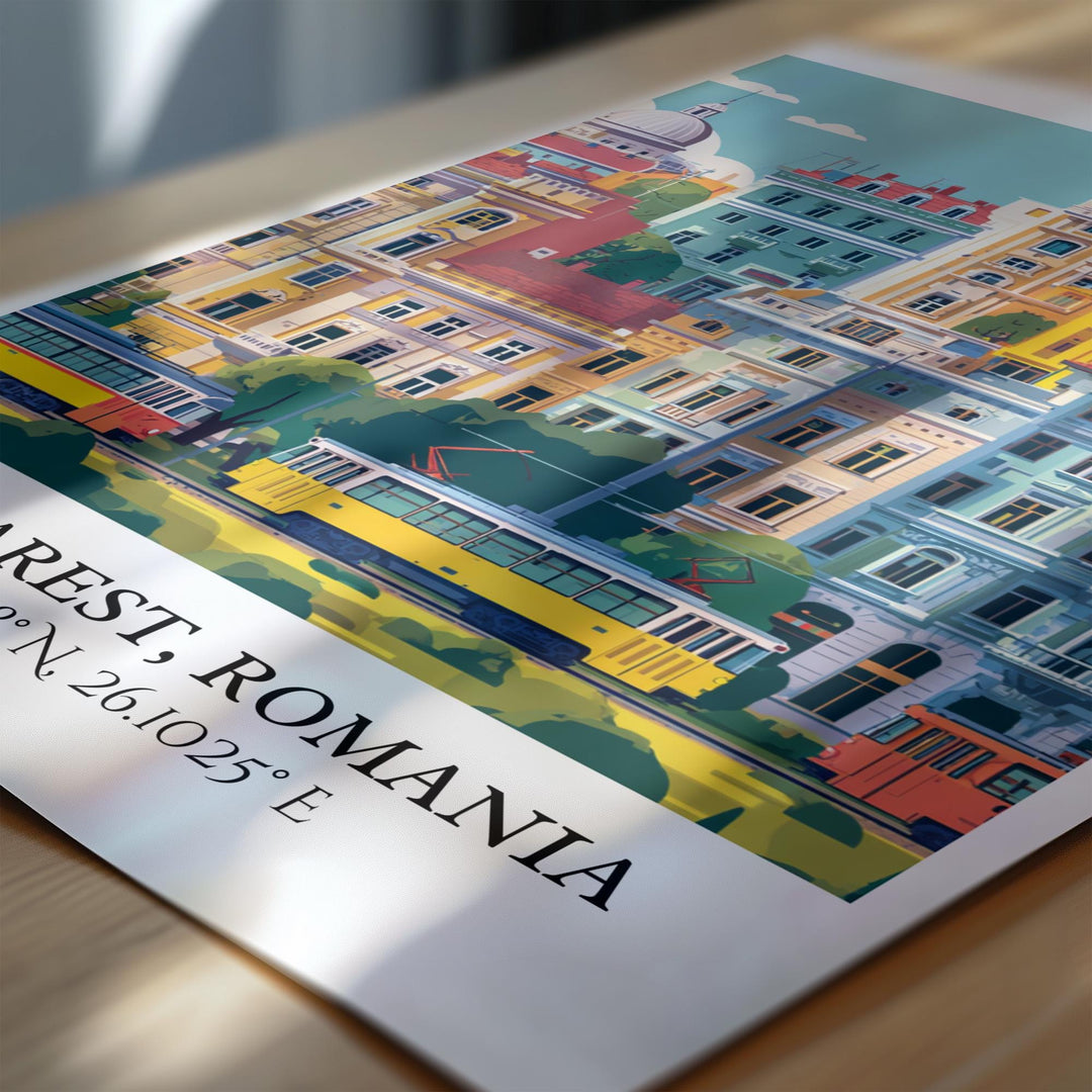 Bucharest Art, Bucharest Retro Travel Art, Bucharest Romania Home Decor, Romania Gift, Romania Travel Art, Travel Prints, Housewarming Gift