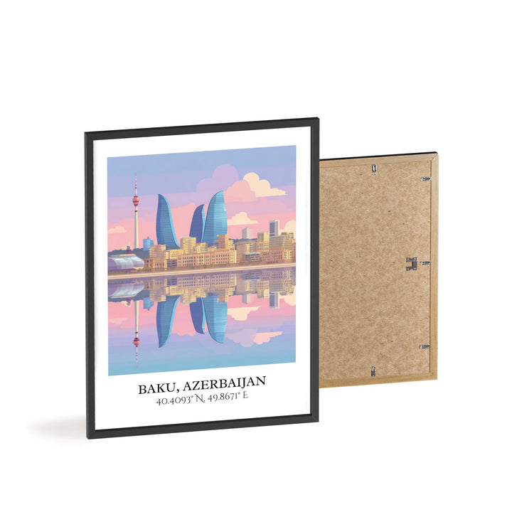 Baku Art, Baku Retro Travel Art, Azerbaijan Home Decor, Azerbaijan Gift, Azerbaijan Travel Art, Travel Prints, Housewarming Gift