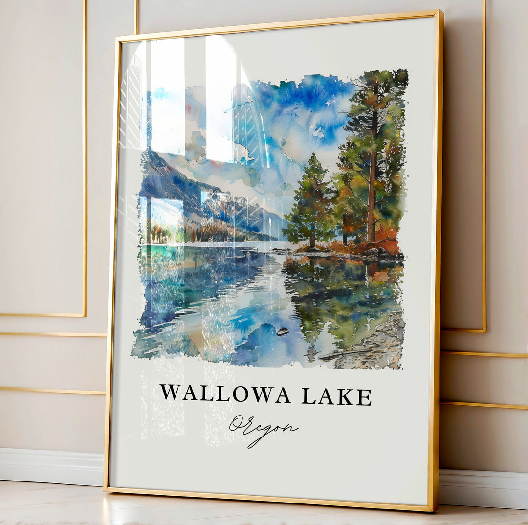 Wallowa Lake OR Wall Art, Wallowa Lake Print, Wallowa Lake Watercolor, Joseph Oregon Gift,