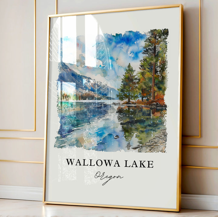 Wallowa Lake OR Wall Art, Wallowa Lake Print, Wallowa Lake Watercolor, Joseph Oregon Gift,