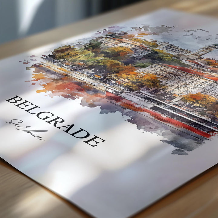 Belgrade Wall Art, Belgrade Print, Serbia Watercolor Art, Belgrade Serbia Gift, Travel Print, Travel Poster, Housewarming Gift