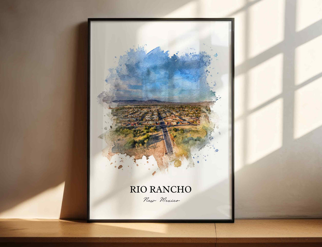 Rio Rancho Wall Art, New Mexico Print, Rio Rancho Watercolor Art, New Mexico Gift, Travel Print, Travel Poster, Housewarming Gift