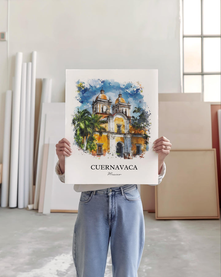 Cuernavaca Wall Art, Morelos State MX Print, Mexico Watercolor Art, Cuernavaca MX Gift, Travel Print, Travel Poster, Housewarming Gift