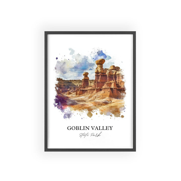 Goblin Valley State Park Art, Emery County Print, Utah Watercolor, Goblin Valley Park Gift, Travel Print, Travel Poster, Housewarming Gift