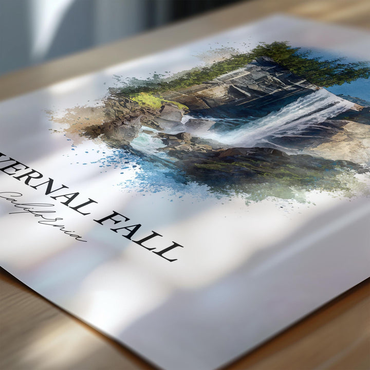 Vernal Falls Wall Art, Yosemite Print, Yosemite Watercolor Art, Vernal Falls Gift, Travel Print, Travel Poster, Housewarming Gift