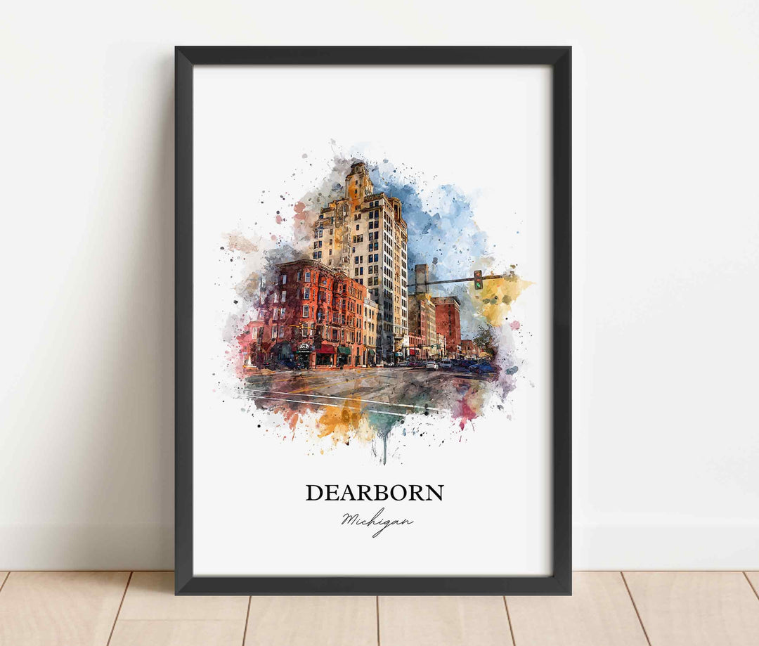 Dearborn, Michigan – Watercolor Art Print