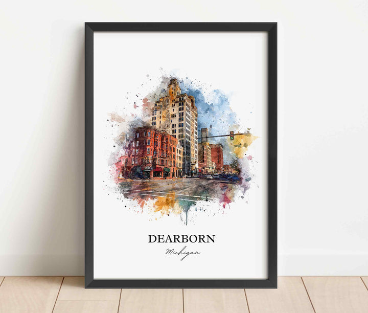 Dearborn, Michigan – Watercolor Art Print