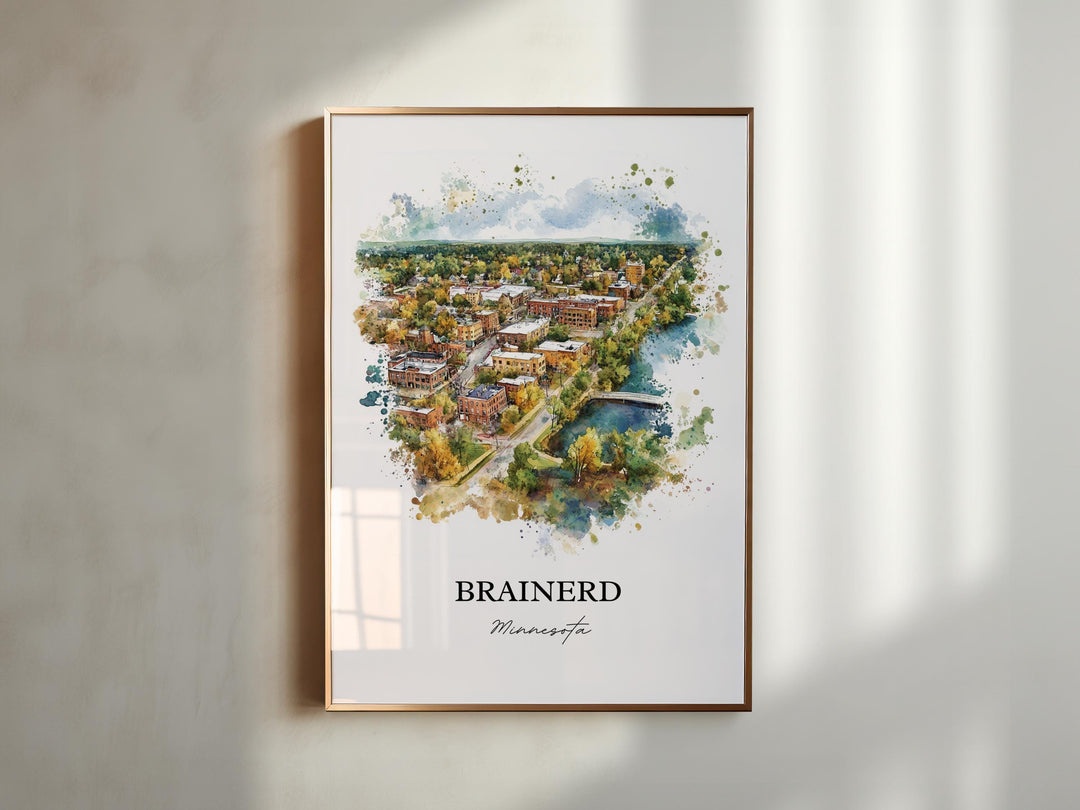 Brainerd MN Wall Art, Crow Wing County Print, Minnesota Watercolor Art, Brainerd Gift, Travel Print, Travel Poster, Housewarming Gift