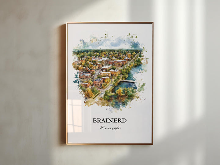 Brainerd MN Wall Art, Crow Wing County Print, Minnesota Watercolor Art, Brainerd Gift, Travel Print, Travel Poster, Housewarming Gift