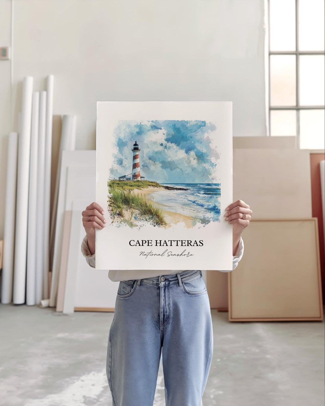 Cape Hatteras Wall Art, Hatteras Island Print, Cape Hatteras Watercolor, Cape Hatteras Gift, Travel Print, Travel Poster, Housewarming Gift