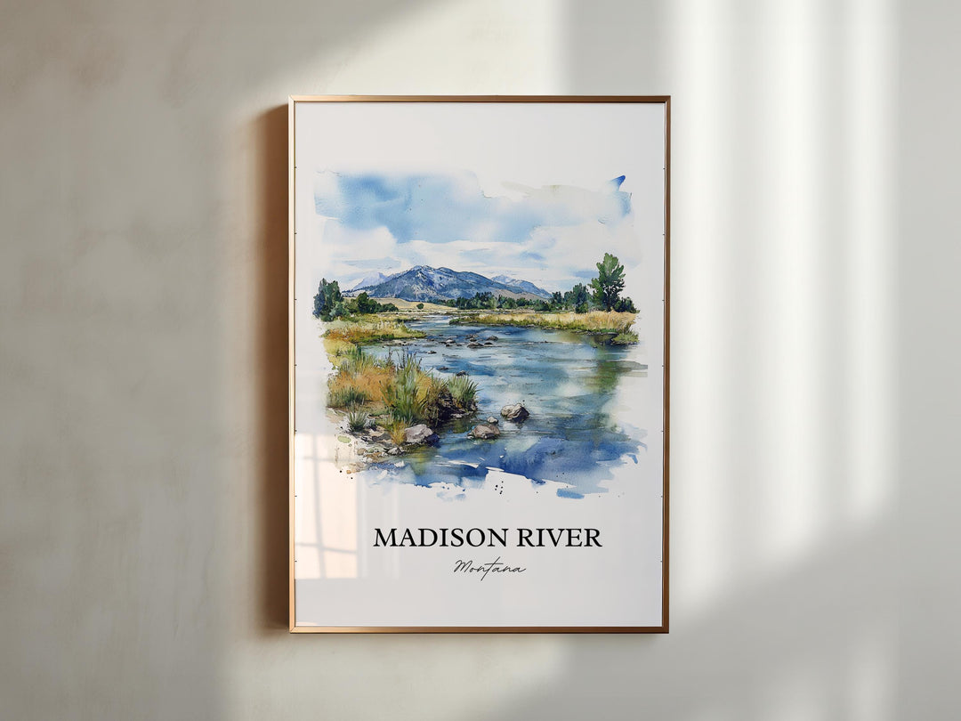 Madison River Wall Art, Three Forks MT Print, Montana Watercolor Art, Madison River MT Gift, Travel Print, Travel Poster, Housewarming Gift