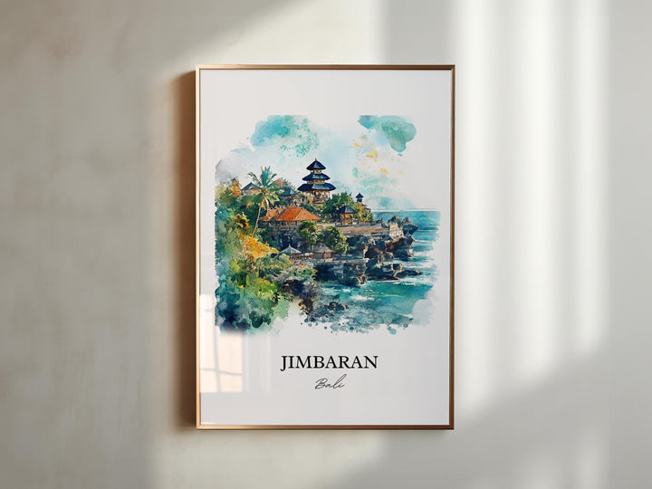 Jimbaran Bali Wall Art, Bali Print, Bali Watercolor Art, Jimbaran Bali Gift, Travel Print, Travel Poster, Housewarming Gift