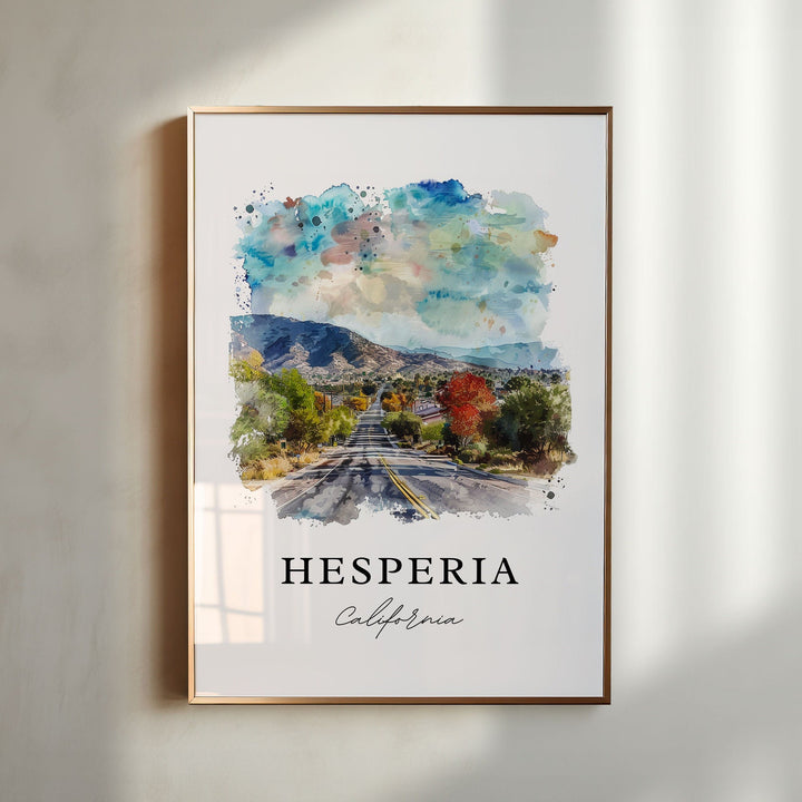 Hesperia CA Wall Art, Hesperia Print, Hesperia Watercolor Art, San Bernardino Cali Gift,
