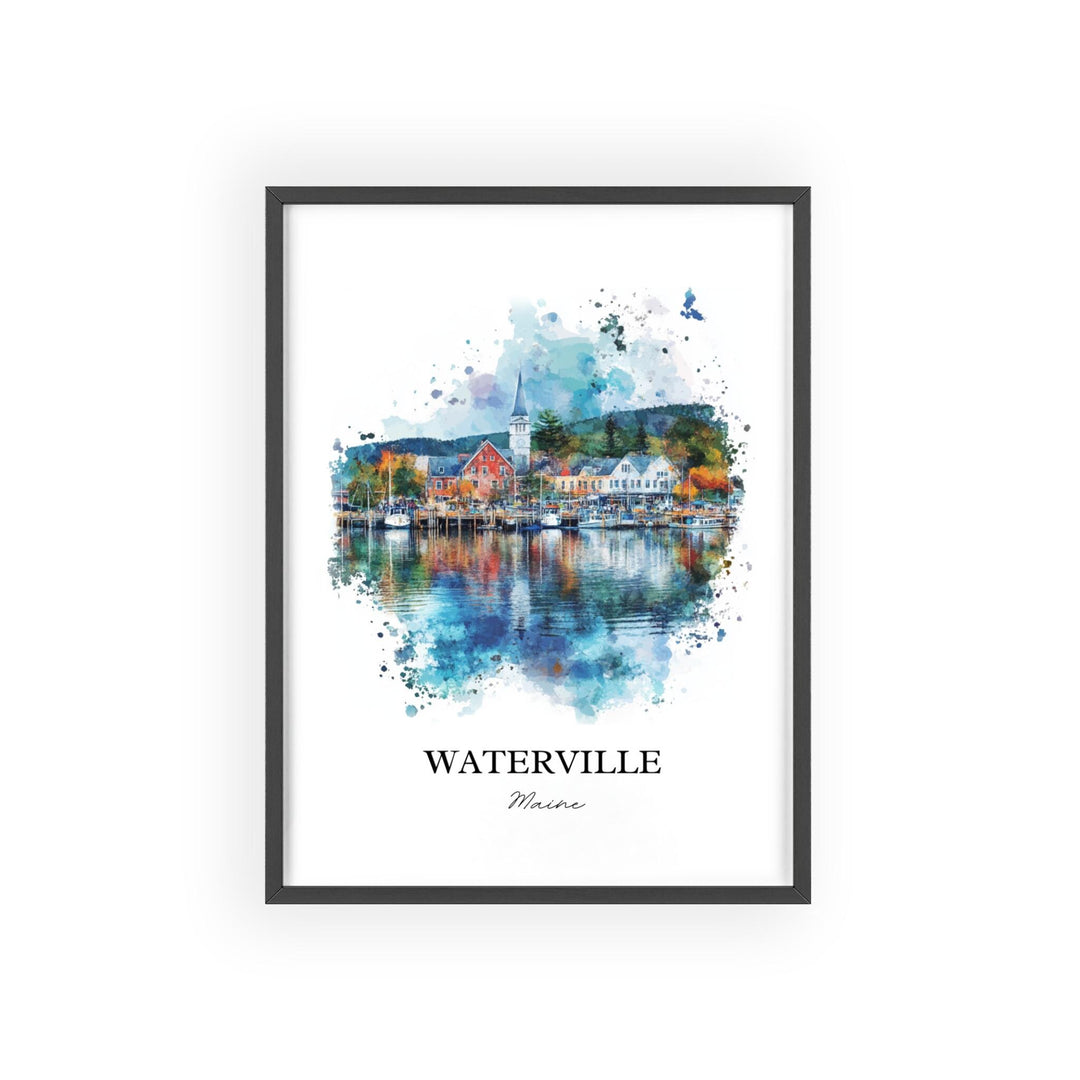 Waterville Maine Art, Waterville ME Print, Maine Watercolor Art, Kennebec County Gift, Travel Print, Travel Poster, Housewarming Gift
