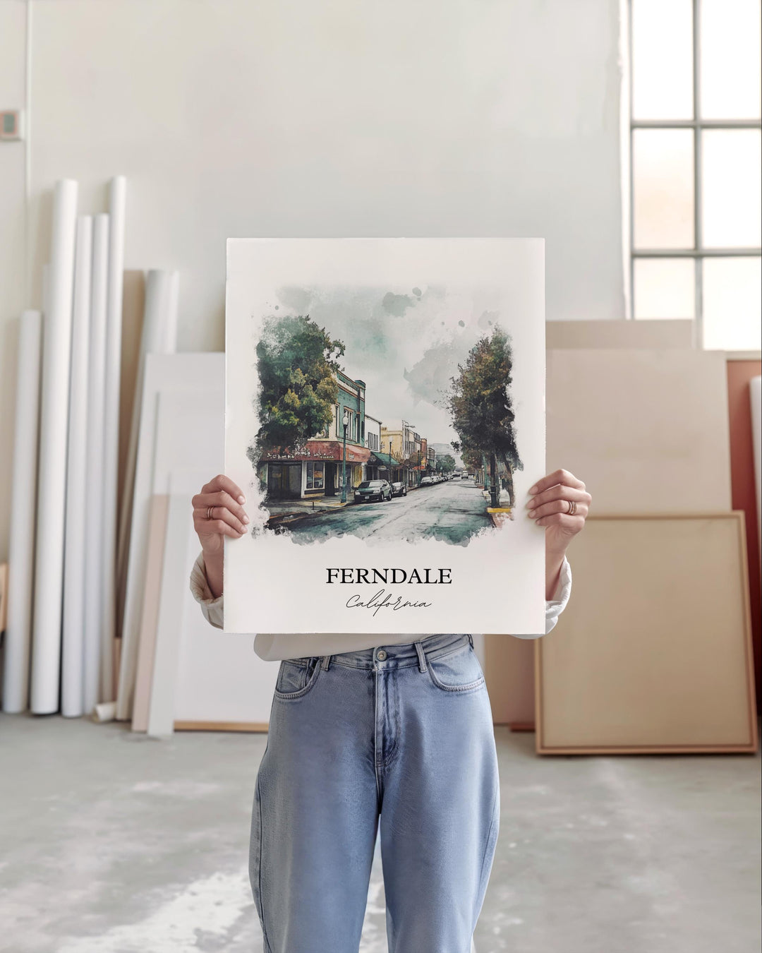 Ferndale California Wall Art, Humboldt County CA Print, Holland Watercolor, Ferndale CA Gift, Travel Print, Travel Poster, Housewarming Gift