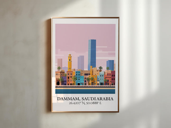Dammam Art, Dammam Retro Travel Art, Dammam Home Decor, Dammam Gift, Saudi Arabia Travel Art, Travel Prints, Housewarming Gift