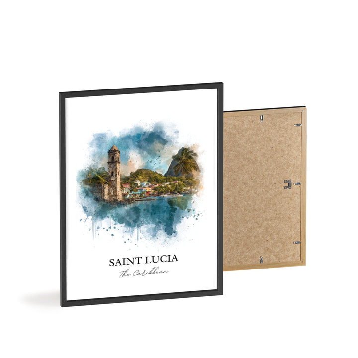 Saint Lucia Wall Art, St. Lucia Print, Caribbean Watercolor Art, St. Lucia Gift, Travel Print, Travel Poster, Housewarming Gift
