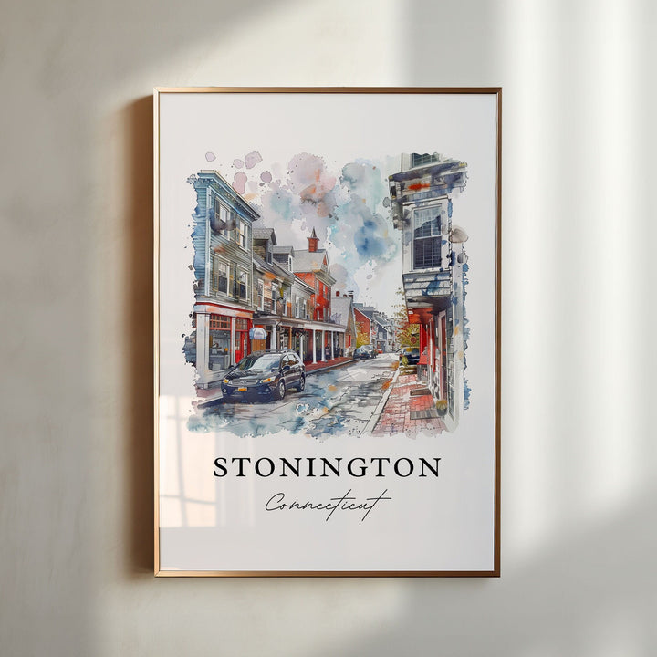 Stonington CT Wall Art, New London County Print, Stonington Watercolor, Stonington CT Gift,