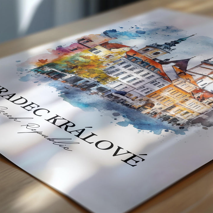 Hradec Kralove Wall Art, Czechia Print, Czech Republic Watercolor, Hradec Kralove Gift, Travel Print, Travel Poster, Housewarming Gift