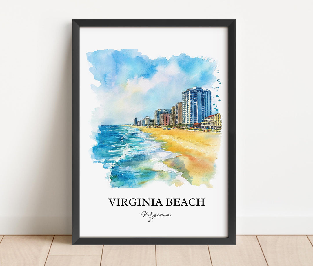 Virginia Beach Wall Art, VA Beach Print, Virginia Watercolor Art, Virginia Beach Gift, Travel Print, Travel Poster, Housewarming Gift