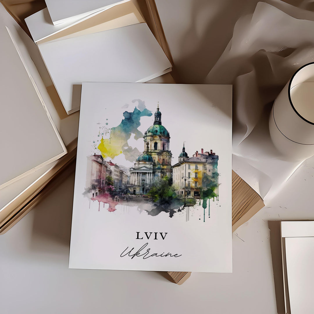 Lviv Ukraine wall art - Ukraine, Lviv poster, Lviv Wedding gift, Birthday present, Custom Text, Personalised Gift