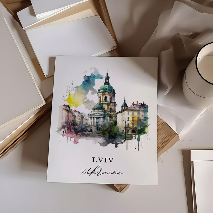 Lviv Ukraine wall art - Ukraine, Lviv poster, Lviv Wedding gift, Birthday present, Custom Text, Personalised Gift