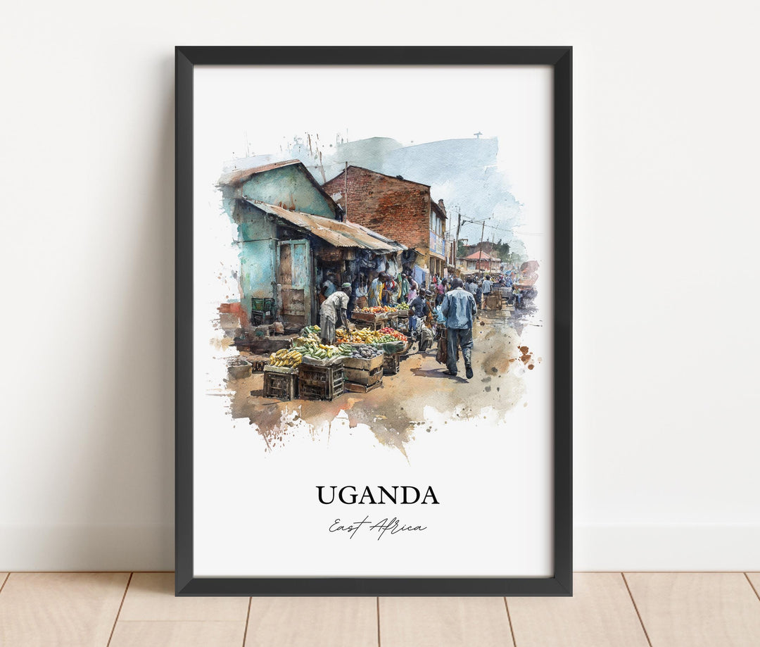 Uganda Wall Art, Uganda Print, Uganda Watercolor Art, Uganda Africa Gift, Travel Print, Travel Poster, Housewarming Gift