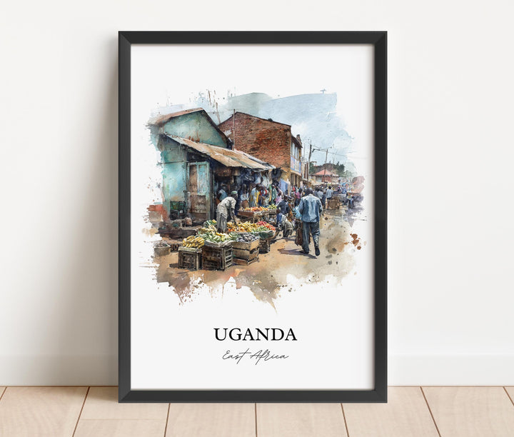 Uganda Wall Art, Uganda Print, Uganda Watercolor Art, Uganda Africa Gift, Travel Print, Travel Poster, Housewarming Gift